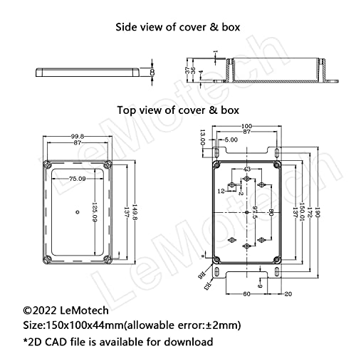 Junction Box IP65 Waterproof Dustproof ABS Plastic Universal Electric Project Enclosure with Fixed Ear Black 5.9x3.9x1.7 inch (1pc) - size: 5.9"x3.9"x1.7"(1 pack)