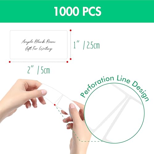 1000 Removable Food Labels, Water/Oil/Tear Resistant Blank Stickers with Perforation Line for Food Containers, Freezer, Fridge, Jars, Pantry, Organization (1” x 2”) - color: 1000-blank, size: 1” x 2”