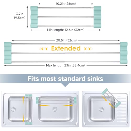 Tomorotec Adjustable Over-The-Sink Kitchen Rack, BPA-Free, Light Cyan - color: Light Cyan