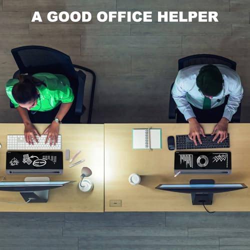 TSJ OFFICE Desktop Whiteboard Dry-Erase-Board - Computer Keyboard Stand White Board Surface Pad with Drawer, Desk Organizers with Accessories for Office, Home, School Supplies - Black＆Grey - color: Grey Base/ Black Glass