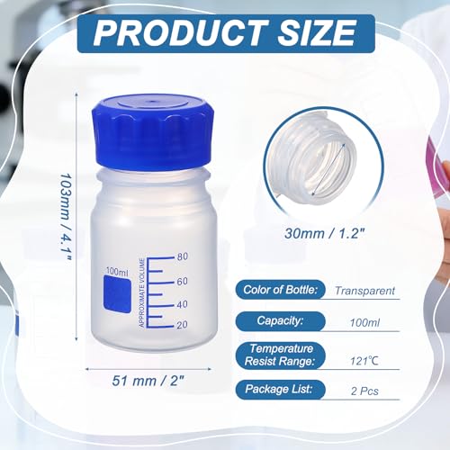 PATIKIL 100ml Media Storage Bottles,2pcs Graduated Bottle, Transparent - color: Transparent, size: 100ml