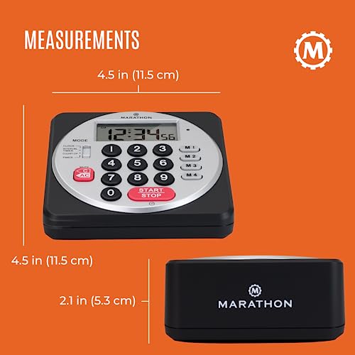 MARATHON Commercial Grade 100-Hour Digital Timer with Keypad - color: Black/Silver