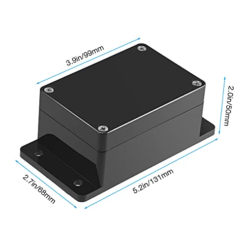 2 Pack IP65 Electronic Project Box Plastic ABS Waterproof Black Junction Box Enclosure with Fixed Ear 3.95" x 2.7" x 2" - size: 3.95" x 2.7" x 2"