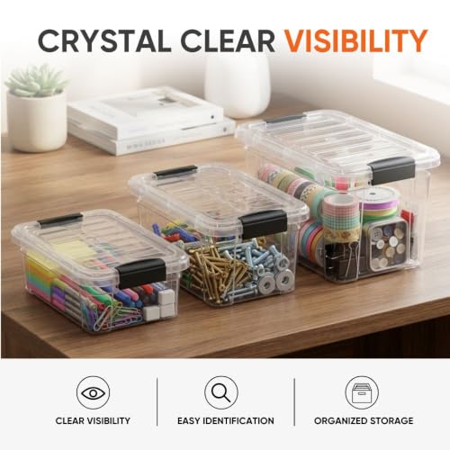 Superio 1.85 Quart Clear Plastic Storage Boxes with Lids, Stackable Organizer Containers, BPA-Free Storage Bins for Home, Office, School & Dorm, 1 Pack - size: 1.85 Quart