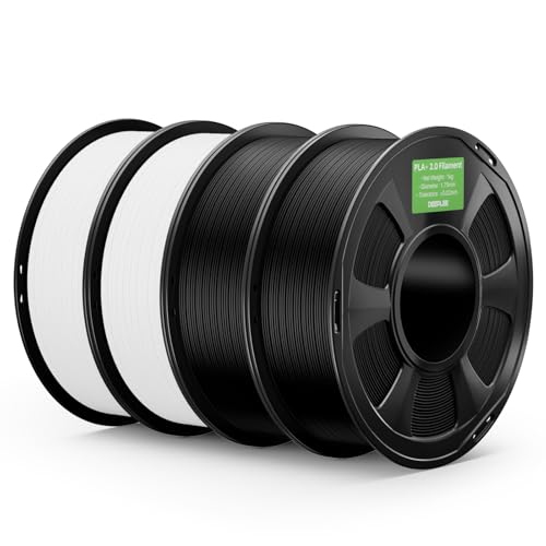 PLA+ 2.0 Filament 1.75mm 3D Printer Filament, 2KG Black/2KG White - color: 2kg*black 2kg*white