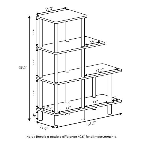 FURINNO Turn-N-Tube 4-Tier Cube Ladder Shelf, French Oak Grey/Black - color: French Oak Grey/Black, style: 4-Tiers, Cube Ladder