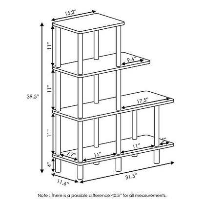 FURINNO Turn-N-Tube 4-Tier Cube Ladder Shelf, French Oak Grey/Black - color: French Oak Grey/Black, style: 4-Tiers, Cube Ladder