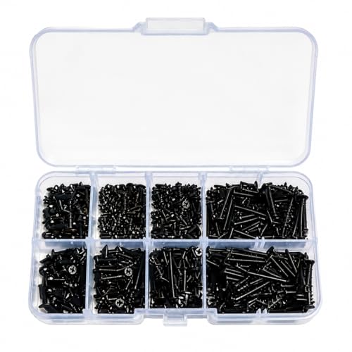 Generic Black Phillips Self Tapping Screw Assortment Kit Miniature Hardware Fasteners 800 Pieces for Electronics