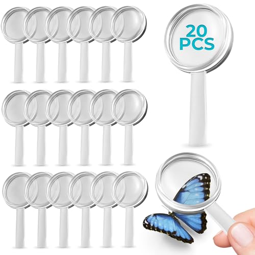 20 Pcs Mini Magnifying Glass Bulk, 2.36 x 1.18 Inch, Clear Vision