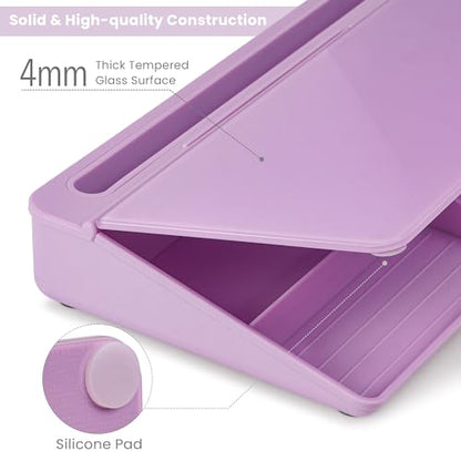 Varhomax Glass Desk Whiteboard with Storage - color: Purple