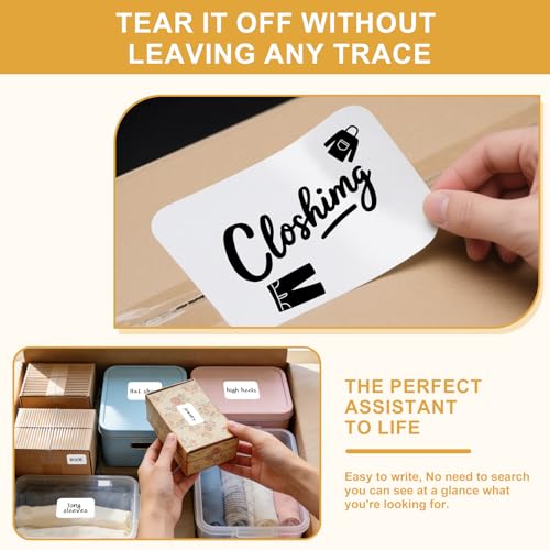 160 Pcs Storage Bin Labels with Marker, Removable No Residue Tear Resistant Matte White Blank Labels, Three Sizes for Home School Business Organization (3 Sizes) - size: 3 Sizes