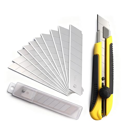 Box Cutter Retractable 25MM Long Utility Knife With 10pcs Blades Refills - color: 1 Knife + 10 Blades