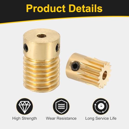 uxcell Worm Gear Set 15T 0.5 Module 15:1 Reduction Rate, Right Rotation Drive Gear Box Wheel Reduce Transmission Part (Brass Gear-3mm Bore, Brass Rod 3mm Bore) - size: Gear-3mm, Rod-3mm Bore, style: 0.5M-15T