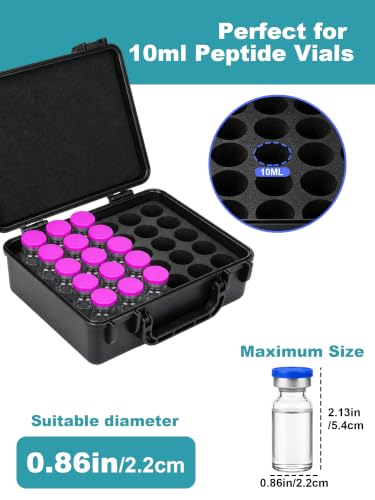 10ml Vial Storage Case, Peptide Vial Storage Case, Peptides Kit - 30Slot - color: 30-shots×10ml (Black)