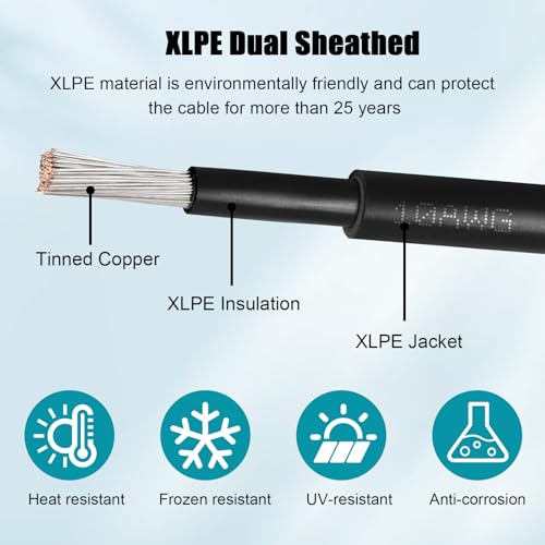 10 AWG Solar Extension Cable 3FT Black + 3FT Red, 10 Gauge Solar Panel Wire Male to Female Tinned Copper Wire for Solar Panel, Automotive, RV, Boat, Outdoors - size: 10AWG 3FT