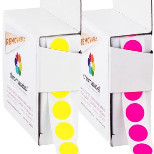 ChromaLabel Removable Fluorescent Pink and Yellow Dots, 1/2 Inch - color: 2 Colors - Fluoresc Pink, Yellow, size: 1/2"