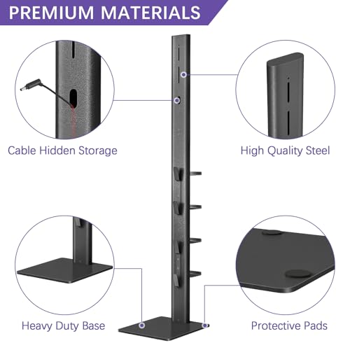 XIGOO Dyson Vacuum Stand with 4 Hooks 4 Shelves, Black - color: Black, size: 4 Hooks