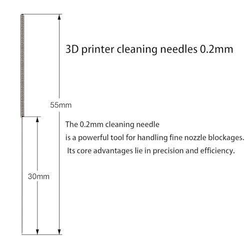 10Pcs 3D Printer Nozzle Cleaning Kit Needles 0.2mm, 3D Printer Nozzle Cleaner Stainless Steel Nozzle Cleaning Tool Kit for Ender 3,MK8,V6,Prusa,k1 3D Printer Extruder Nozzle, (Total Length: 55mm) - style: 10Pcs 3D Printer Nozzle Cleaning Needles 0.2mm
