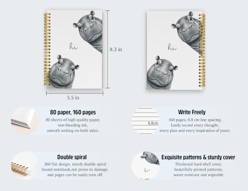 Hippo Gifts,Hippo Notebook Journal - color: Hippo, style: White