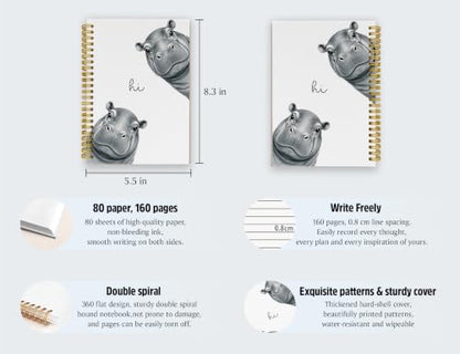 Hippo Gifts,Hippo Notebook Journal - color: Hippo, style: White