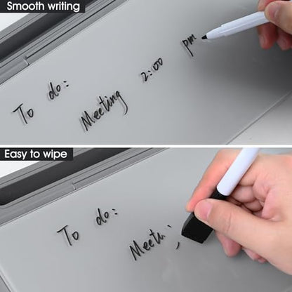 Varhomax Glass Desk Whiteboard Gray with Calculator - color: Calculator-gray