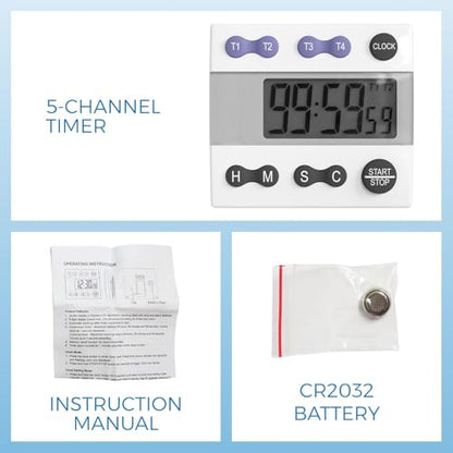 Sper Scientific Portable Digital Kitchen & Lab Timer 810015 - 4 Channel, Large Display, Loud Alarm - 4 pc - size: 4 Pack