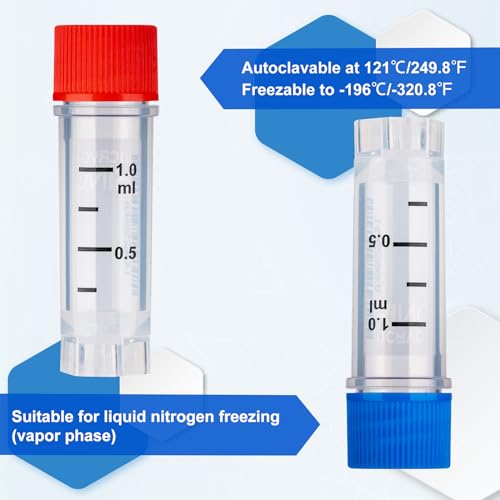 1.0ml Cryovials, Side-Coded, External Thread, Blue, 25Pcs - color: Blue, size: 1.0ml