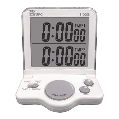Sper Scientific Easy-to-Read Digital Timer with Alarm & Count Up/Down Function 810005 - Oversized LCD Screen, Wall Mount & Stand Included - Compact Lab Timer for Kitchen, Classroom & More - 4 pc