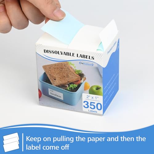 THEBLUETOUCH 350（1 Rolls） Dissolvable Food Labels with Dispenser, 1" x 2" - size: 1 Box - 350 Lables