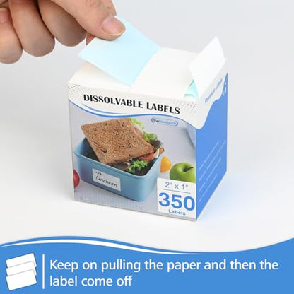 THEBLUETOUCH 350（1 Rolls） Dissolvable Food Labels with Dispenser, 1" x 2" - size: 1 Box - 350 Lables