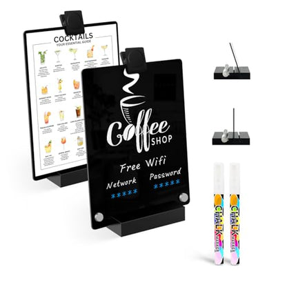 2 Pack Acrylic Black Dry Erase Board with Stand - 8"x 6" - size: 8"W x 6"H (2 Pack)