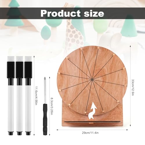 NQEUEPN 11.4 Inch Wedding Game Spinning Wheel, Wooden Prize Tabletop - color: Brown Style 1