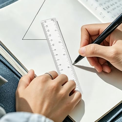 6PCS Plastic Ruler, Triangular Ruler & Protractor Set for School, Office