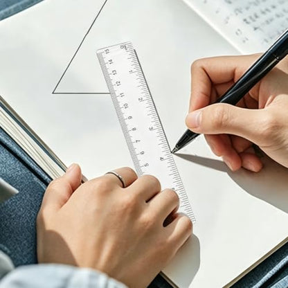 6PCS Plastic Ruler, Triangular Ruler & Protractor Set for School, Office