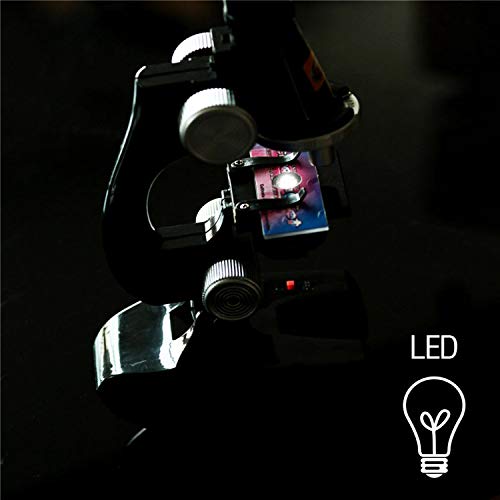Little World Science Kits for Kids Beginner Microscope Kit with LED 100X 400X and 1200X Magnification Kids Educational Toy Birthday Halloween - color: Single color