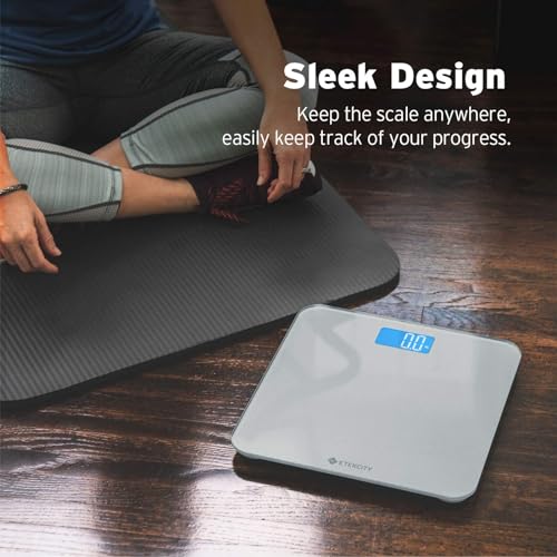 Etekcity Digital Bathroom Scale for Body Weight, Tempered Glass, 400 lbs - color: Light Grey, size: 11.8 x 11.8 inches