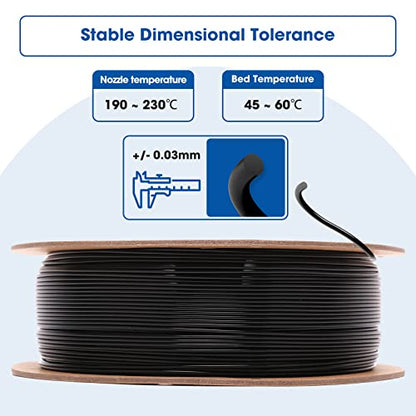 3DHoJor PLA Filament 1.75mm,3D Printing Filament,1kg*2 Cardboard Spool, Fit Most FDM 3D Printer,Dimensional Accuracy +/- 0.03 mm,Vacuum Packaging-2Pack Black - color: 2pack Black