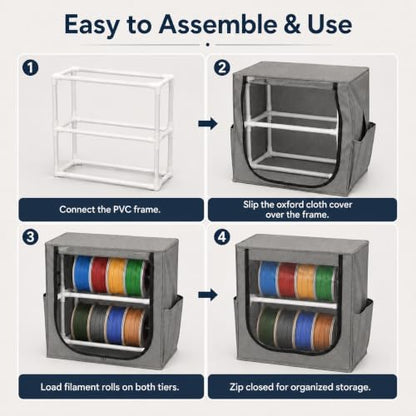 3D Printer Filament Storage Box, 2-Tier Spool Organizer for 12-16 Rolls