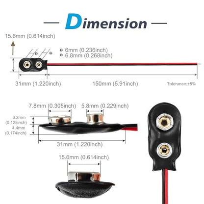 CHANZON 5 Pairs Male + Female 9v Battery Power Supply Jack DC Connector Holder Clip Converter with 2.1mm x 5.5mm I-Type for Plug Arduino