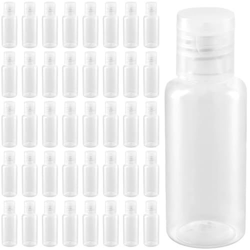 PINGEUI 100 Pack 1oz/30ml Clear Plastic Empty Bottles, Travel Size Bottles with Flip Cap, Refillable Travels Bottles for Travel or Daily Use