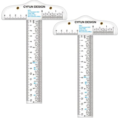 2PCS 6 inch/15cm T-Shape Acrylic Transparent T-Ruler for Drafting and General Layout Work Scrapbooking Drafting Tools Scale Ruler for Crafting Zero-Centering Ruler with Inches & Metric Measuring Tool - color: 2PCS T-Ruler