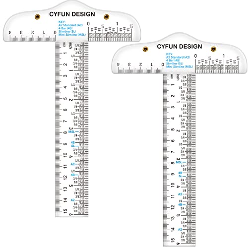 2PCS 6 inch/15cm T-Shape Acrylic Transparent T-Ruler for Drafting and General Layout Work Scrapbooking Drafting Tools Scale Ruler for Crafting Zero-Centering Ruler with Inches & Metric Measuring Tool - color: 2PCS T-Ruler