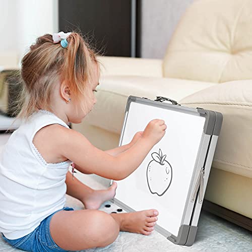 Dry Erase Board 16x12 Double Sided Magnetic Small Whiteboard with Stand - color: Calendar, size: 16"W x 12"H