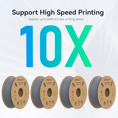 Creality Hyper PLA Filament 1.75mm, 30-600mm/s High Speed 3D Printer Filament, Dimensional Accuracy +/-0.02mm, Fit Most FDM 3D Printers, 4 Pack 1kg Spool(2.2lbs), Grey - color: Grey
