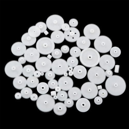 58PCS Micro Motor Gear Set Module 0.5 Plastic Gears Robotics Electronics Accessories Creative Mechanical Assembly Parts Kit for DC Motors Remote Controlled Cars DIY Handcrafted Models