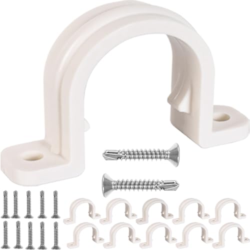 Pvc Pipe Strap,12Set PVC Pipe Clamps 1 inch,Juvaeny 32mm Conduit Strap Clamps with 24Pcs 410 Stainless Steel Screw for Two Hole Plastic Pipe Clamps (1 inch Conduit Pipe Clamps) - size: 32mm Conduit Strap