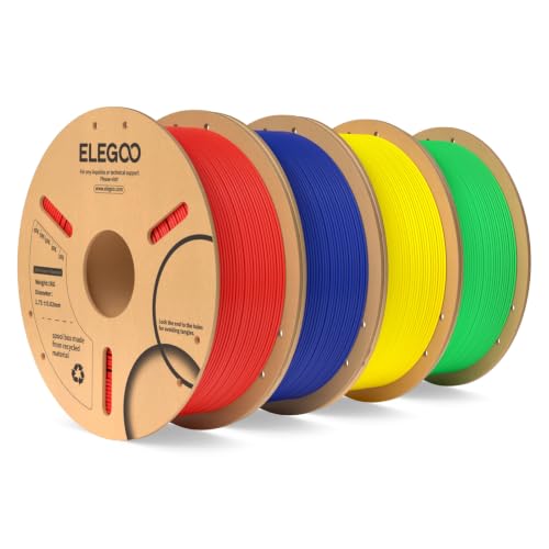 ELEGOO PLA 3D Printer Filament 1.75mm 4KG Red/Dark Blue/Yellow/Neon Green - color: Red/Dark Blue/Yellow/Neon Green, size: 4kg
