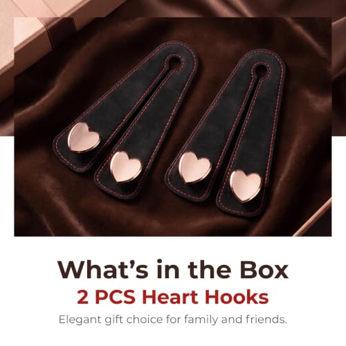 2 PCS Car Seat Headrest Hooks, Suede Multifunctional Storage Hanger for Bag & Phone & Umbrella, Load-bearing Metal Heart-shaped Double Hook, Universal Back Seat Organizer for Cars (Black)