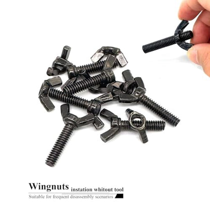 30 Pcs Black Zinc Coated 1/4"-20 x1 Wing Screw Bolts and Wing Nuts Kit Hand Twist Tighten Wing Head Butterfly Screws and Nut Fasteners Assorted Kit - size: Black 15pcs 1/4"-20x1" WingScrew&15pcs WingNut