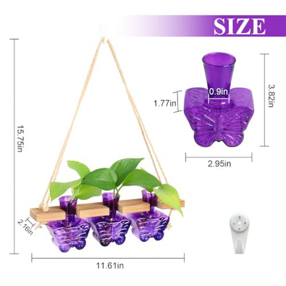 XXXFLOWER Plant Propagation Station Hanging Butterfly Shaped Vase Purple - color: Purple-3 Butterfly Vase